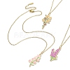 3Pcs 3 Style Alloy Enamel Flower Pendant Necklaces Set with 304 Stainless Steel Chains NJEW-JN04413-1
