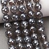 Electroplated Natural Agate Beads Strands G-B191-A07-10mm-05-1