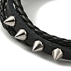 PU Leather & Waxed Cords Triple Layer Multi-strand Bracelets BJEW-F468-08-3