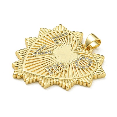 Rack Plating Brass Micro Pave Clear Cubic Zirconia Pendants X-KK-Z067-05G-1