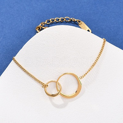 304 Stainless Steel Link Bracelets for Women BJEW-G755-01G-1