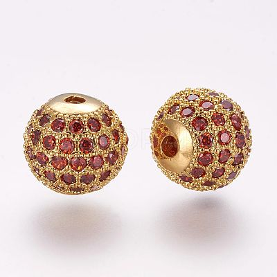 Brass Micro Pave Cubic Zirconia Beads ZIRC-G092-23G-03-1