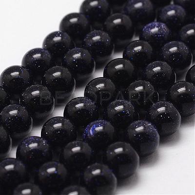 Synthetic Blue Goldstone Beads Strands G-D840-81-10mm-1