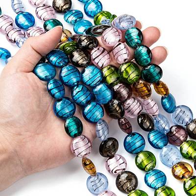 Handmade Silver Foil Glass Beads Strands X-SL109-1