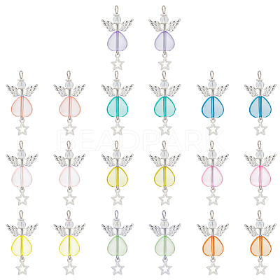 3 Sets Angle with Star Acrylic Pendants FIND-PH0009-12-1