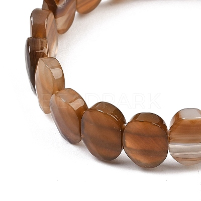 Dyed & Heated Natural Agate Oval Beaded Stretch Bracelet G-E010-01-34-1
