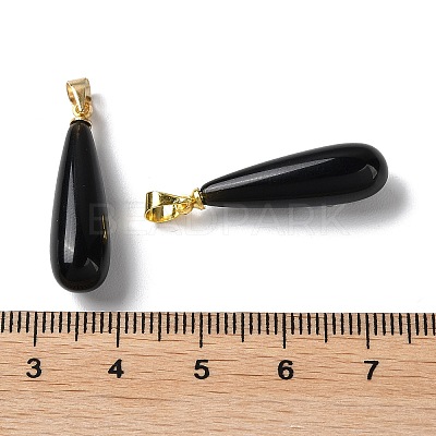 Natural Obsidian Teardrop Pendants G-Q005-03G-01-1