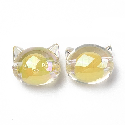 UV Plating Rainbow Iridescent Acrylic Beads OACR-H015-05C-1