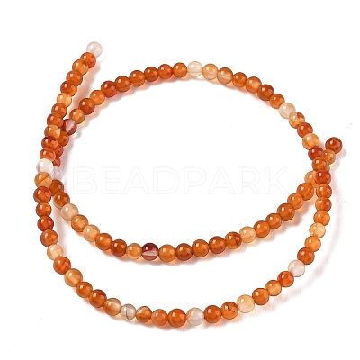 Round Natural Red Agate Bead Strands G-M257-4mm-26-1