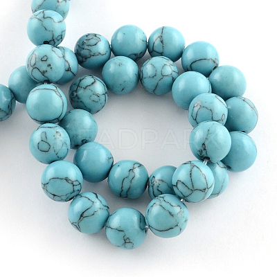 Synthetical Turquoise Gemstone Round Bead Strands TURQ-R035-8mm-03-1