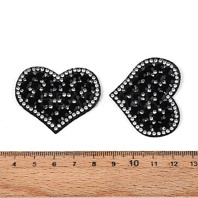 Heart Hotfix Glass Rhinestone with Cloth Patches PATC-T002-02B-1