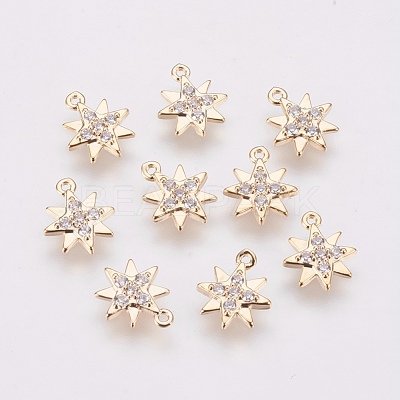 Brass Micro Pave Cubic Zirconia Charms ZIRC-F081-03G-1