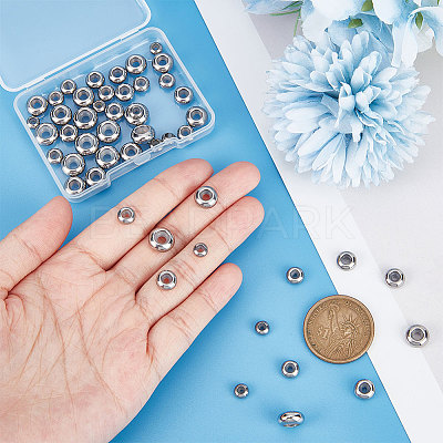 50Pcs 5 Style 201 & 304 Stainless Steel Beads STAS-UN0049-82-1