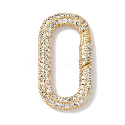 Rack Plating Brass Micro Pave Cubic Zirconia Twister Clasps KK-NH0002-19G-01-1
