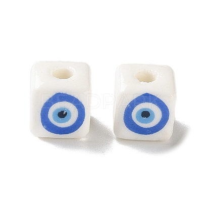 White Base Blue Evil Eye Hand Painted Ceramic Porcelain Beads PR-CBA3F2D-04C-1