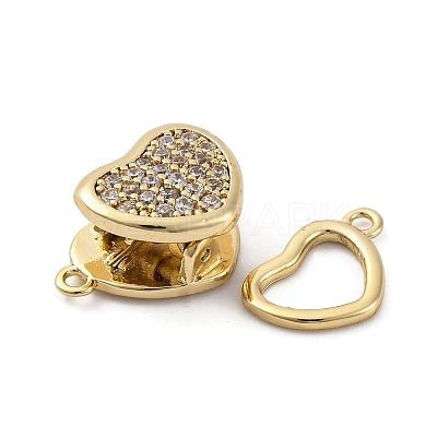 Brass Micro Pave Clear Cubic Zirconia Box Clasps KK-C075-24G-1