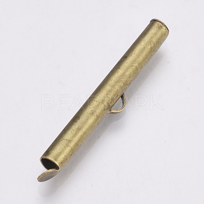 Brass Slide On End Clasp Tubes X-KK-Q747-11H-AB-1