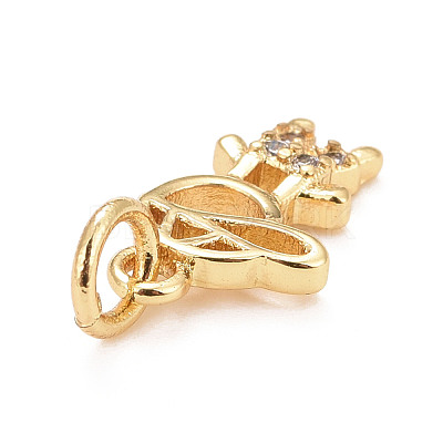Eco-Friendly Brass Micro Pave Cubic Zirconia Pendants KK-M225-03G-1