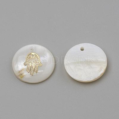 Freshwater Shell Pendants SHEL-Q010-002G-1