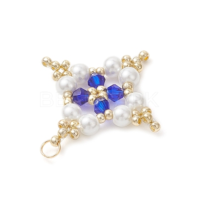 Glass Seed Beaded Star Pendants PALLOY-MZ01165-02-1