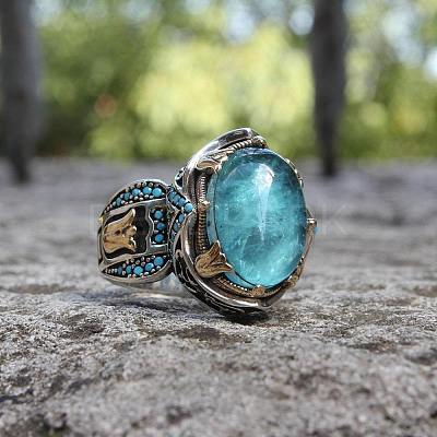 Oval Alloy with Glass Finger Rings FS-WG0E890-01-1