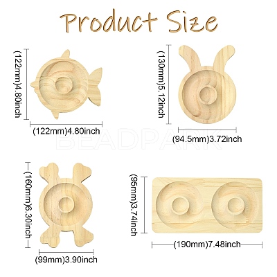 4Pcs 4 Styles Wooden Bracelet Display Trays BDIS-CJ0001-01-1