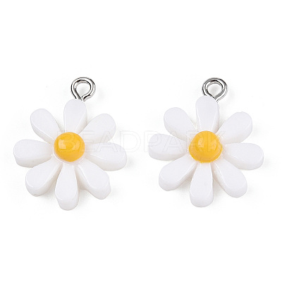 Opaque Resin Pendants RESI-WH0037-01B-1