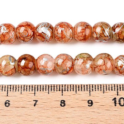 Drawbench Crackle Glass Beads Strands GLAA-N006-8mm-08-1