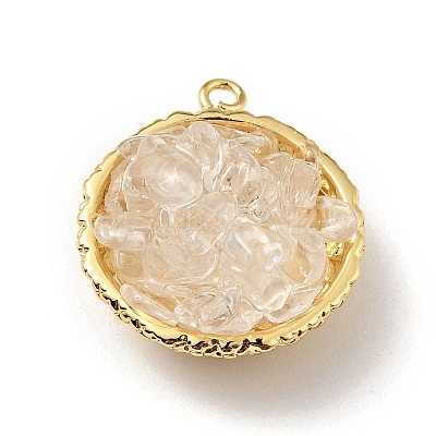 Natural Quartz Crystal Chip Pendants KK-C242-05G-17-1