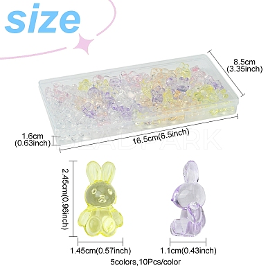 50Pcs 5 Colors Transparent Acrylic Beads MACR-FS0001-83-1