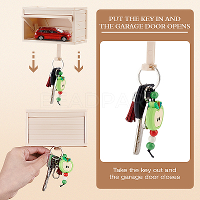 ABS Plastic Car Garage Key Holder with Opening Door AJEW-WH0794-20B-1