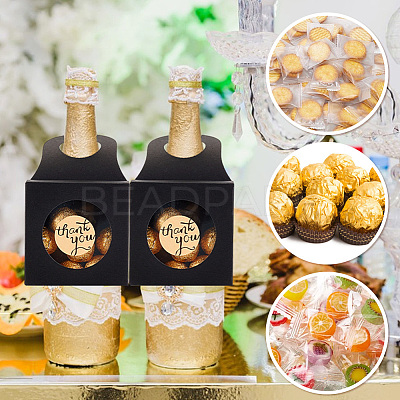 48Pcs 4 Styles Square Kraft Paper Festival Gift Storage Boxes with PVC Window and Hole Handle CON-PH0003-05A-1