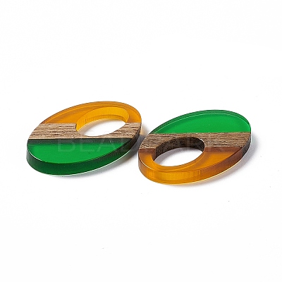 Transparent Resin & Walnut Wood Pendants RESI-M027-02I-1