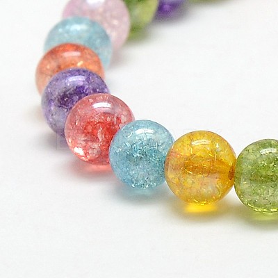 Electroplate AB Color Plated Synthetic Crackle Quartz Round Beads Strands G-L155-6mm-07-1