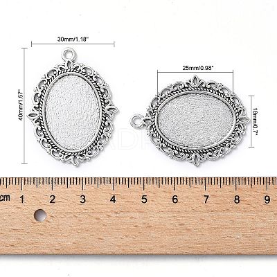 Tibetan Style Antique Silver Alloy Flat Oval Pendant Cabochon Settings LS-TIBEP-M022-20AS-1