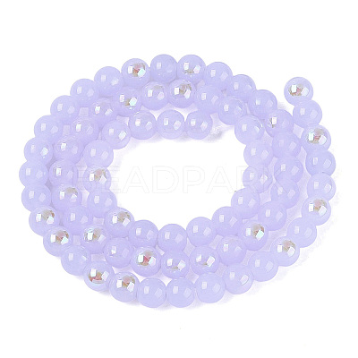 Electroplate Imitation Jade Glass Beads Strands EGLA-Q132-6MM-01B-04-1