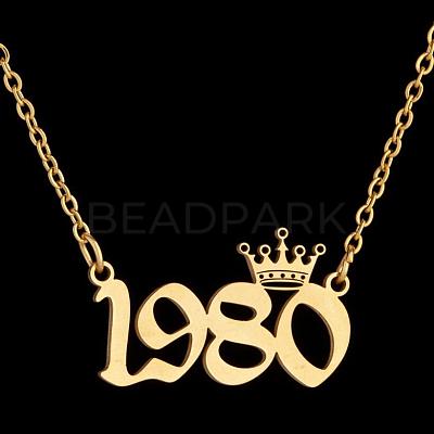 Crown Birth Year 201 Stainless Steel Pendant Necklaces for Women FS-WG4E8F2-01-1