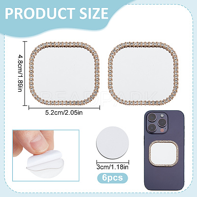 2Pcs Alloy Rhinestones & Glass Makeup Mirror AJEW-DR0001-88B-G-1