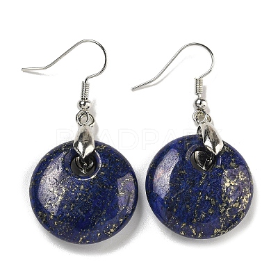 Rack Plating Brass Flat Round Dangle Earrings for Women EJEW-B064-01P-08-1
