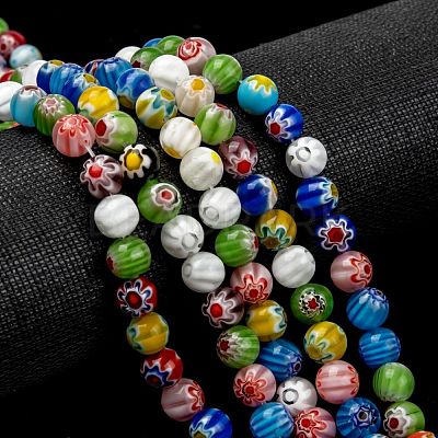 Handmade Millefiori Glass Lampwork Beads Strands X-LK14-1