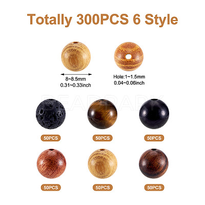 300Pcs 6 Style Beads Jewelry Making Finding Kit DIY-KS0001-32-1
