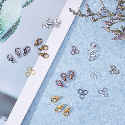 Alloy Lobster Claw Clasps and Iron Jump Rings FIND-X0007-1