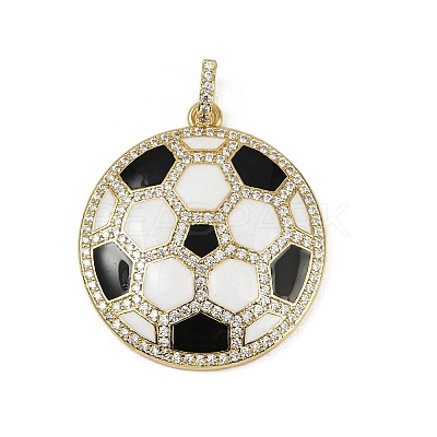 Brass Enamel & Micro Pave Cubic Zirconia Pendants KK-M322-06G-02-1
