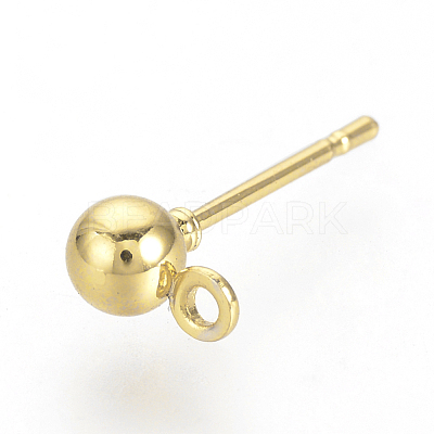 Iron Ball Stud Earring Findings KK-R071-09G-1
