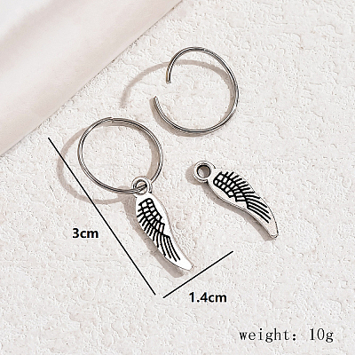 Vintage Brass Feather Hoop Earrings KF3799-1