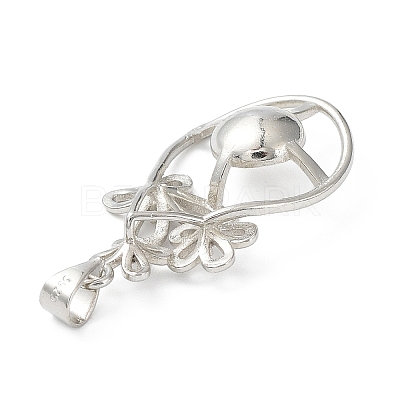 Platinum Plated Brass Pendant Cabochon Settings KK-Q776-01P-04-1