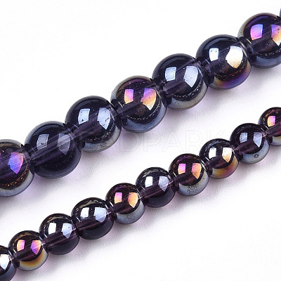 Electroplate Transparent Glass Beads Strands X-GLAA-T032-T6mm-AB03-1