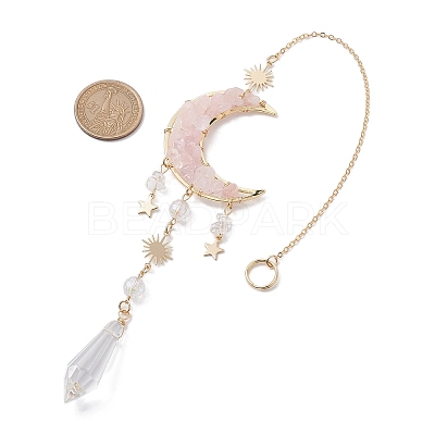 Alloy Cable Chains Moon Pendant Decorations HJEW-JM01841-02-1