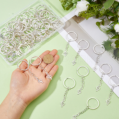 80Pcs Musical Note Alloy Keychain KEYC-FH00091-1