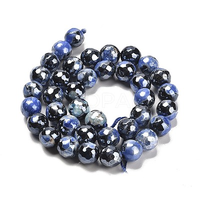 Electroplated Natural Fire Crackle Agate Round Beads Strands G-G0006-A02-02-1